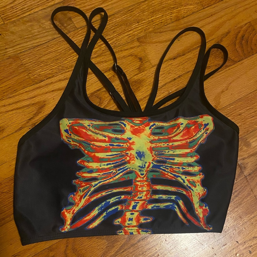 Skeleton crop top tank top